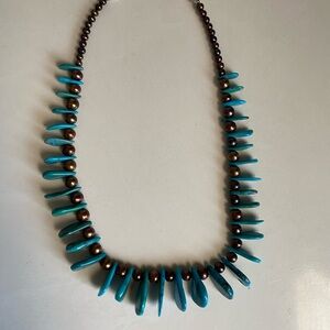 Turquoise and Brown Beaded Necklace